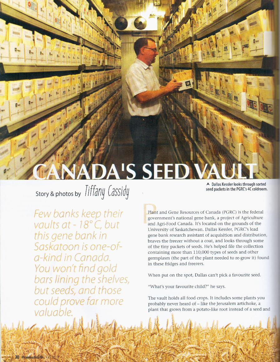 The story image shows a man in a room with a series of seed packages. The headline says